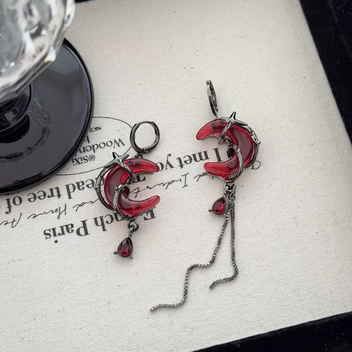Crimson Eclipse Asymmetric earrings - Image 4