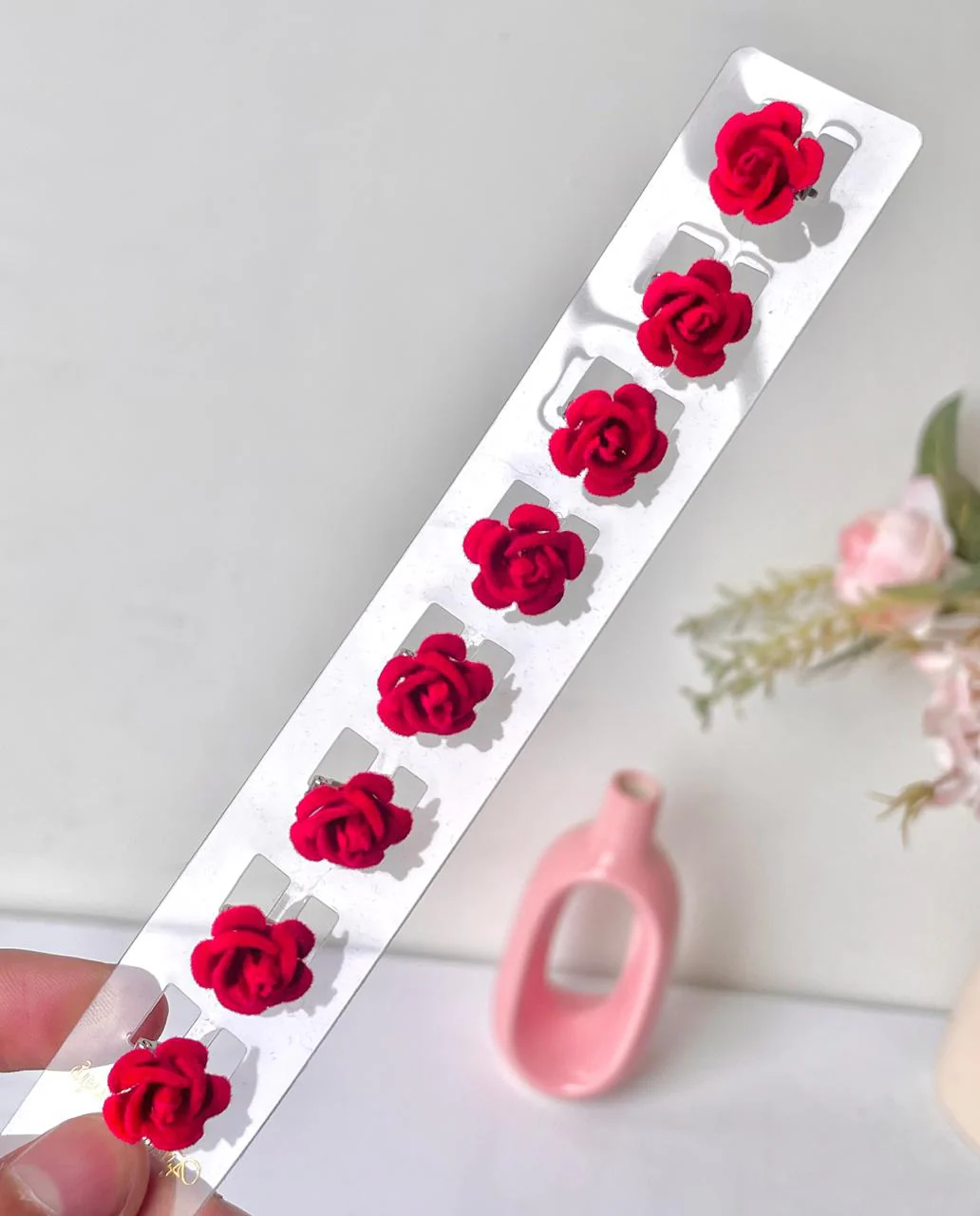 Crimson Muse Rose hair pins (pack of 8) - Image 4