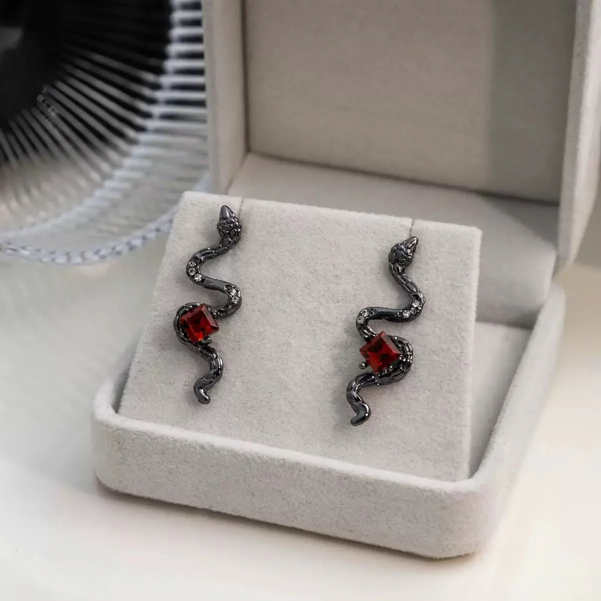Crimson Venom Drop Earrings - Image 4