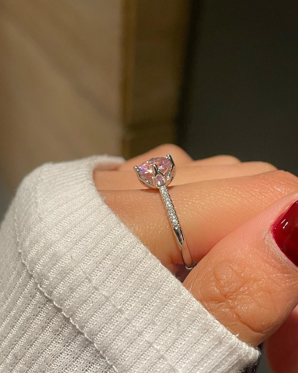 Crown Solitaire Ring- pink - Image 2