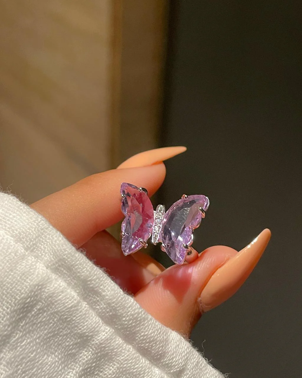 Crystal Butterfly Ring- lilac - Image 2