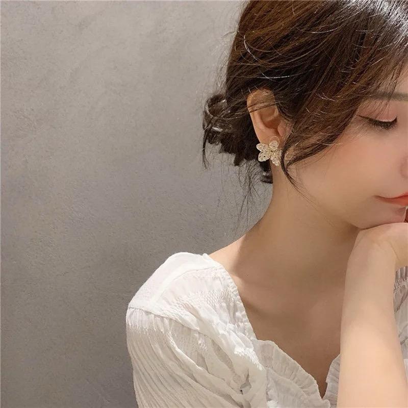 Crystal Floral Stud Earrings - Image 3