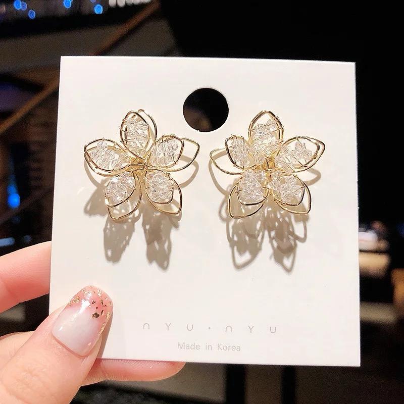 Crystal Floral Stud Earrings - Image 4