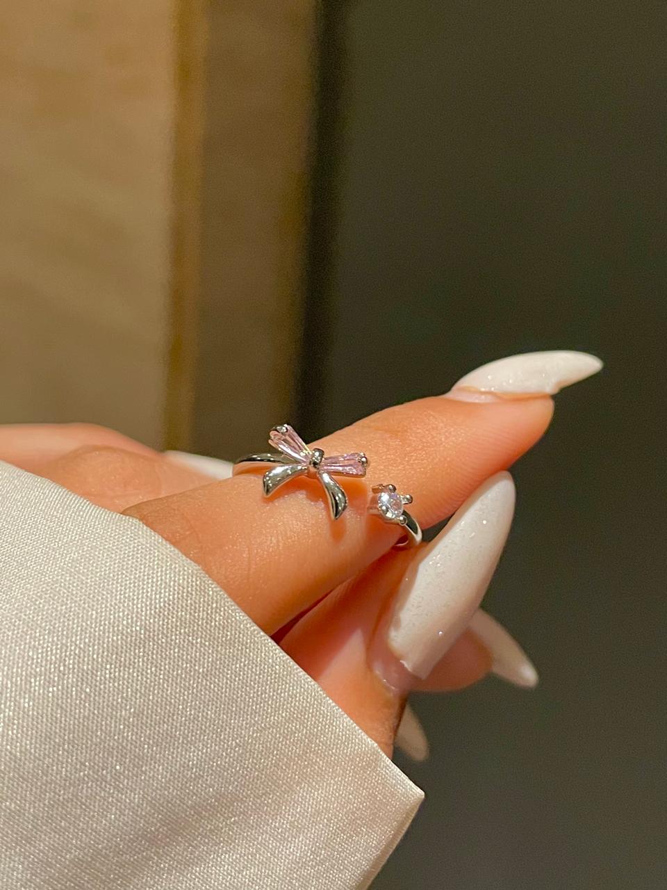 Cute Bow Ring- pink - Image 2