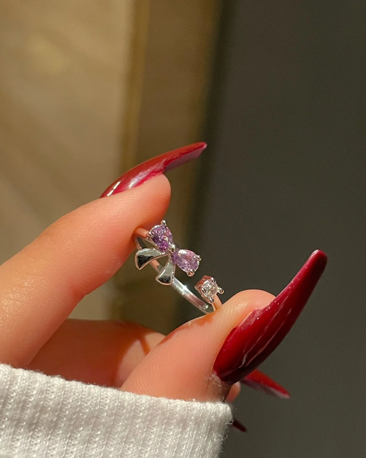 Cute Bow Ring-purple - Image 2