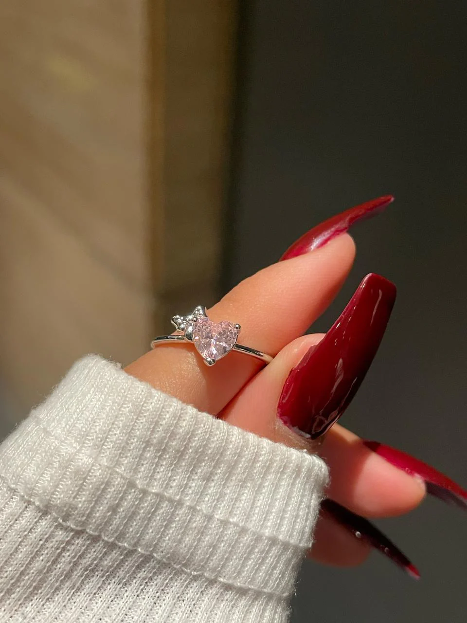 Cute Heart Bow Ring- pink - Image 2