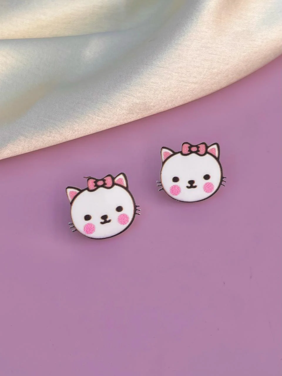 Cute Kitty Stud Earrings - Image 3