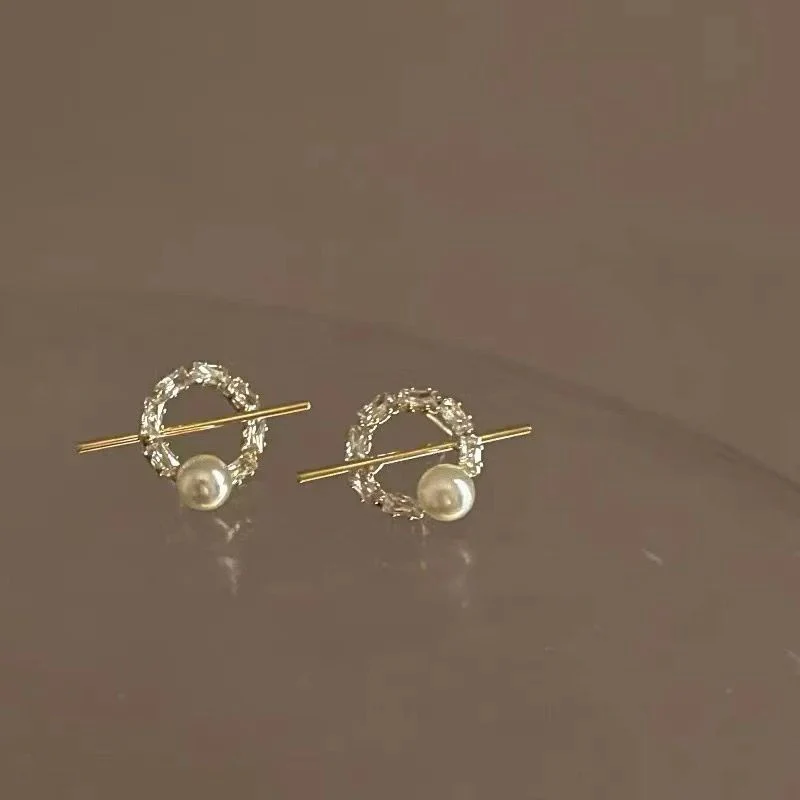 Cute Pearl Rhinestone Earrings
