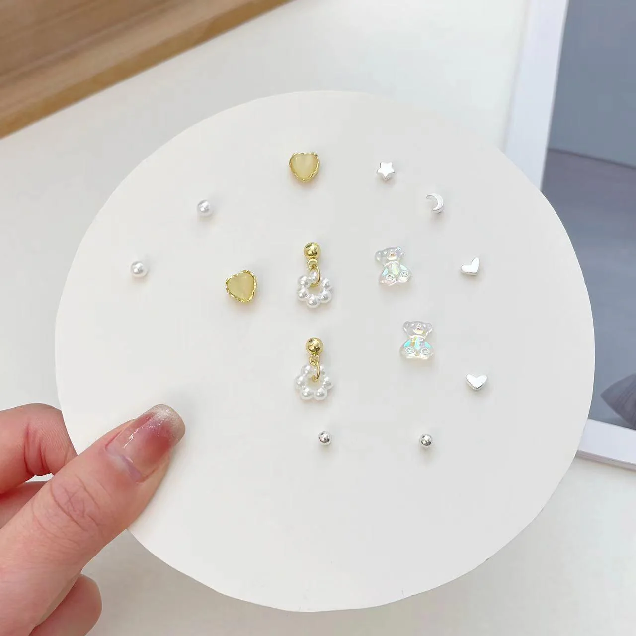 Cute Teddy Pearl Earrings Combo - Image 2