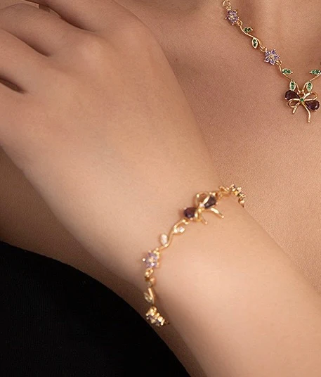 Dainty Bow in Purple Bracelet - Image 2