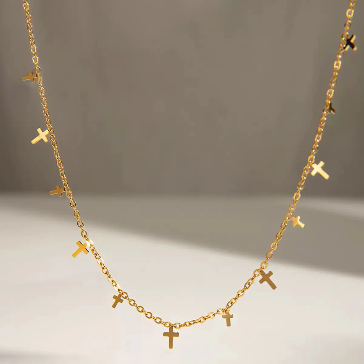Dainty Cross-drops Minimal Necklace - Image 2