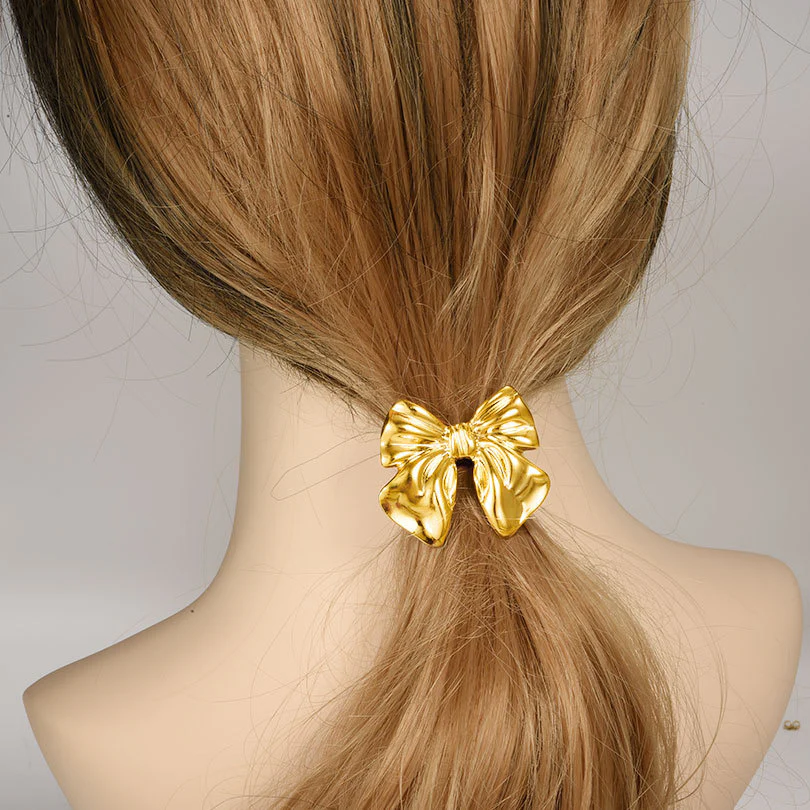 Dainty Ribbon Statement Metal Hair Tie - Image 2