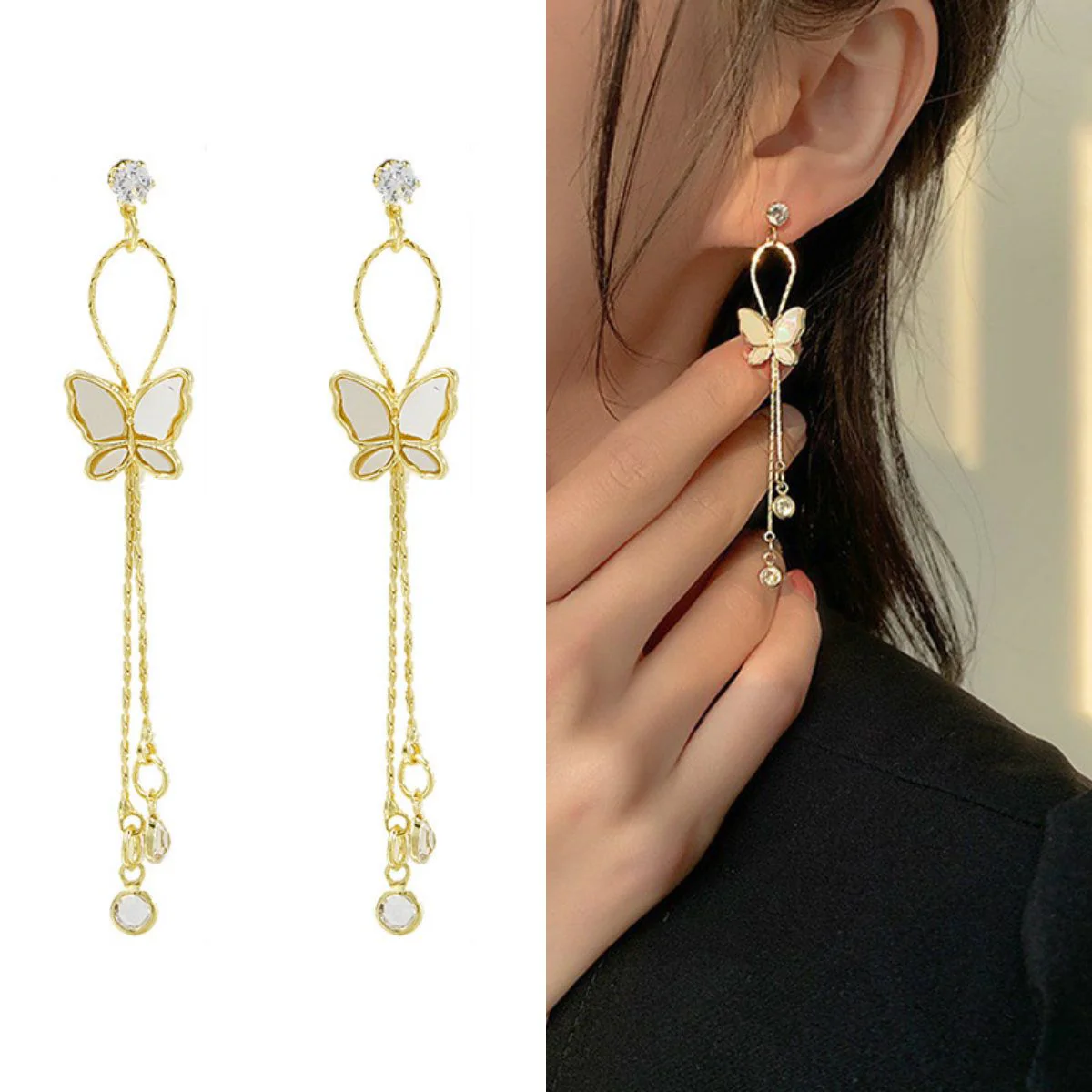 Dangling Butterfly Earrings - Image 3