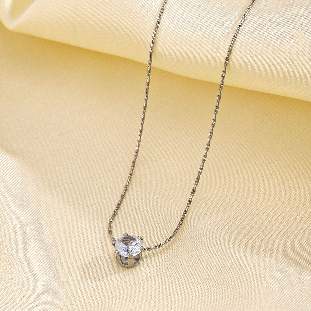 Minimal Solitaire Necklace (stainless steel)