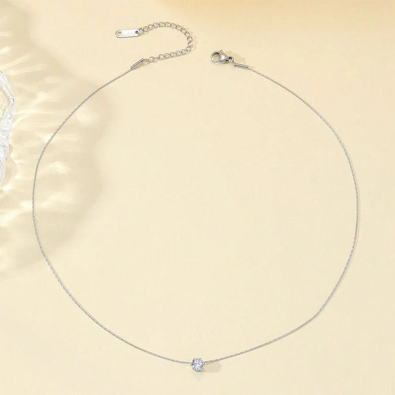 Minimal Solitaire Necklace (stainless steel) - Image 2