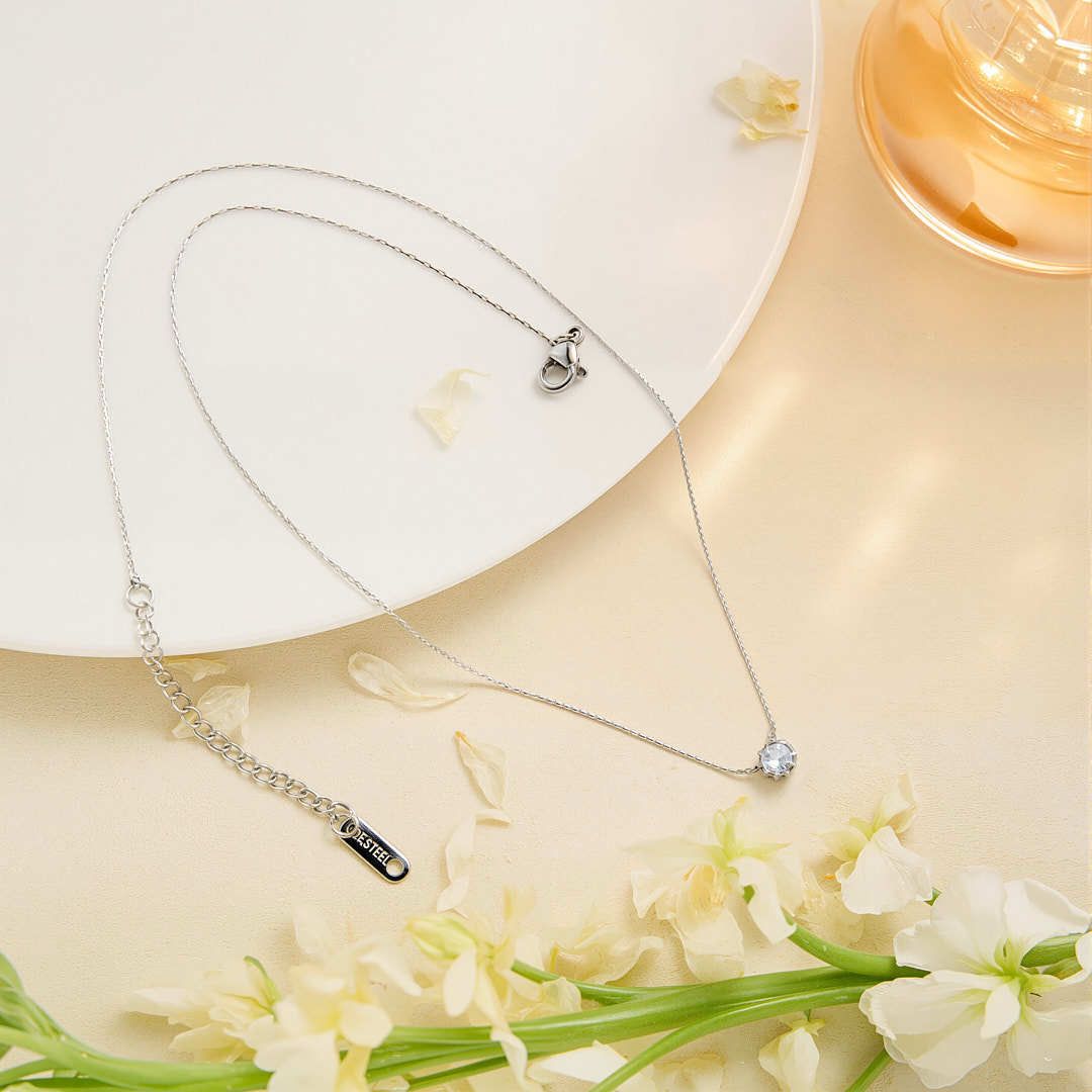 Minimal Solitaire Necklace (stainless steel) - Image 5