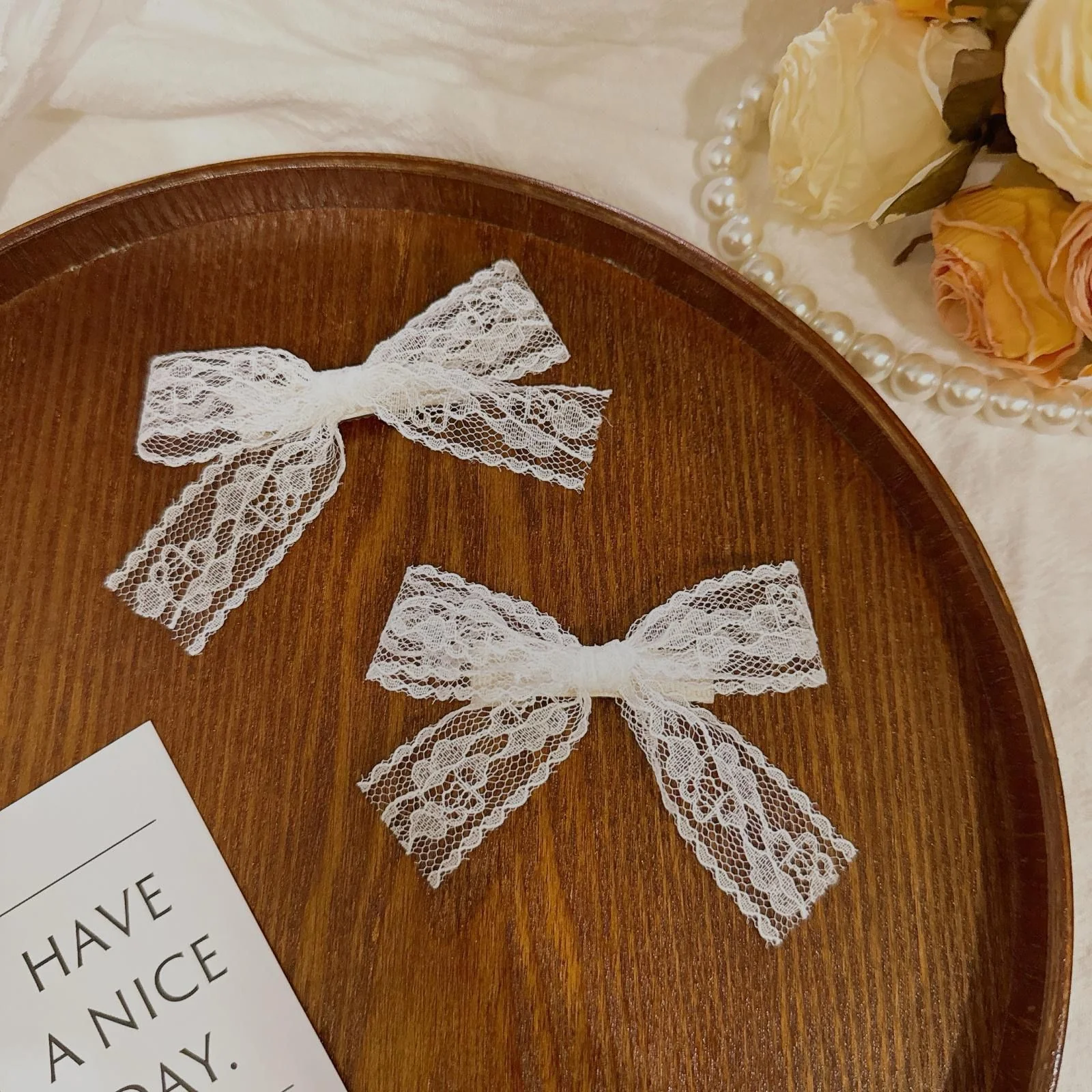 Demure Lacy Hair Bow - Image 2