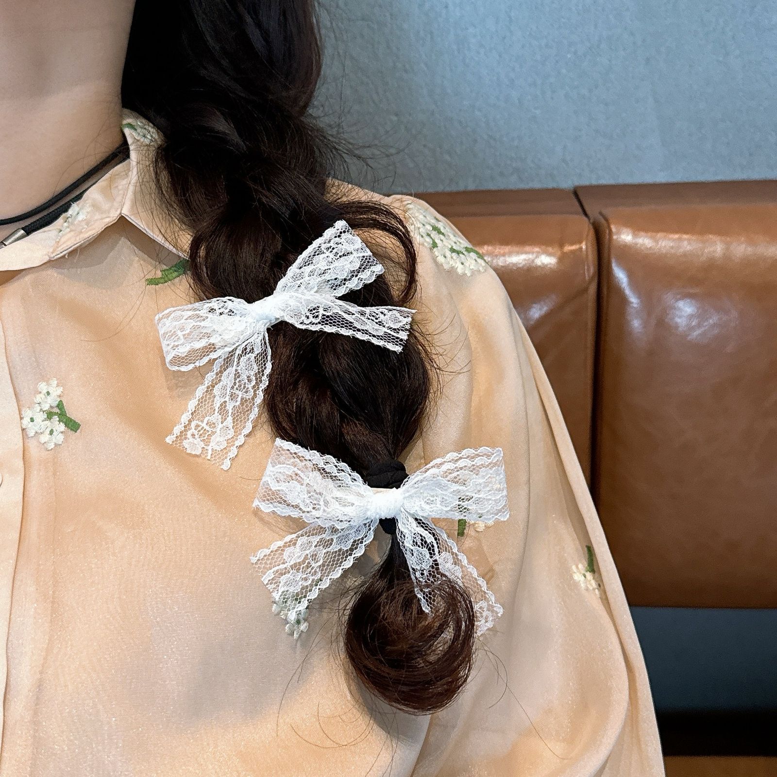 Demure Lacy Hair Bow - Image 5