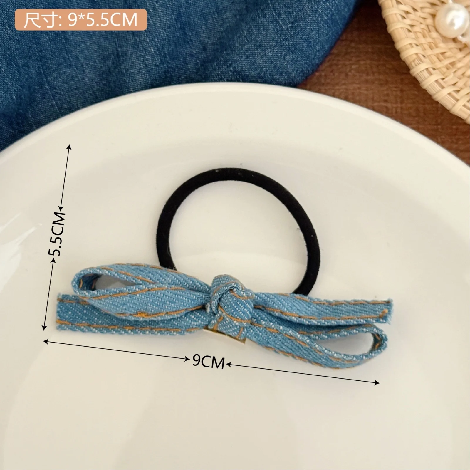 Denim Dream Bow Hair Tie(1 pc) - Image 3