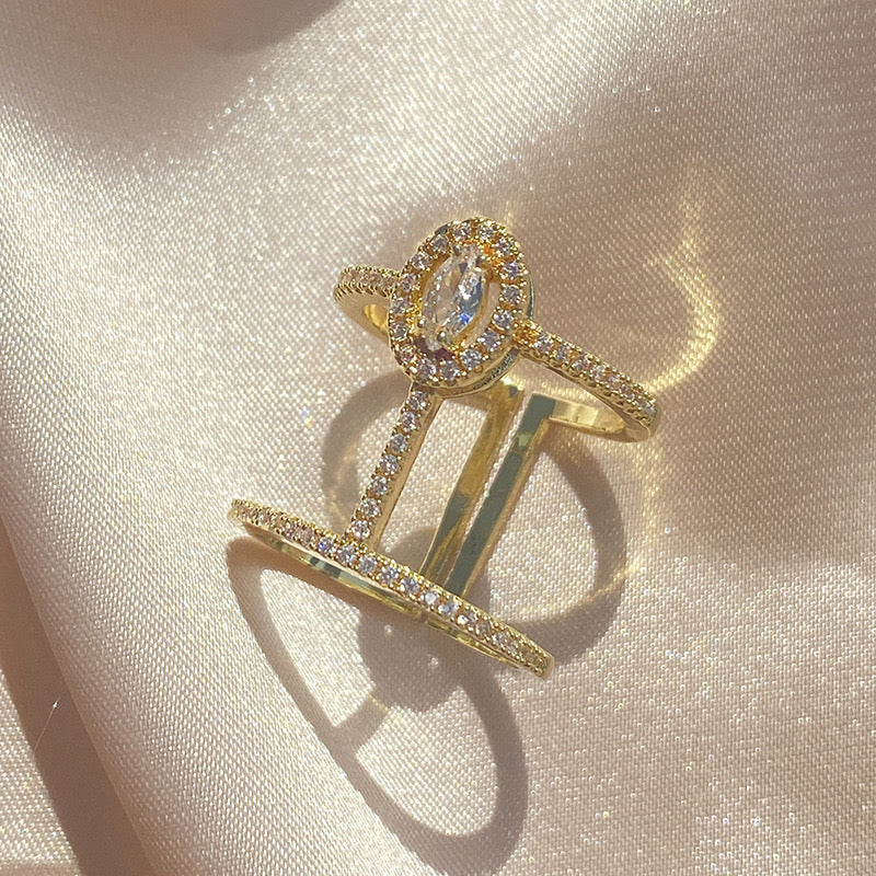 Drama Drenched Rhinestone Ring