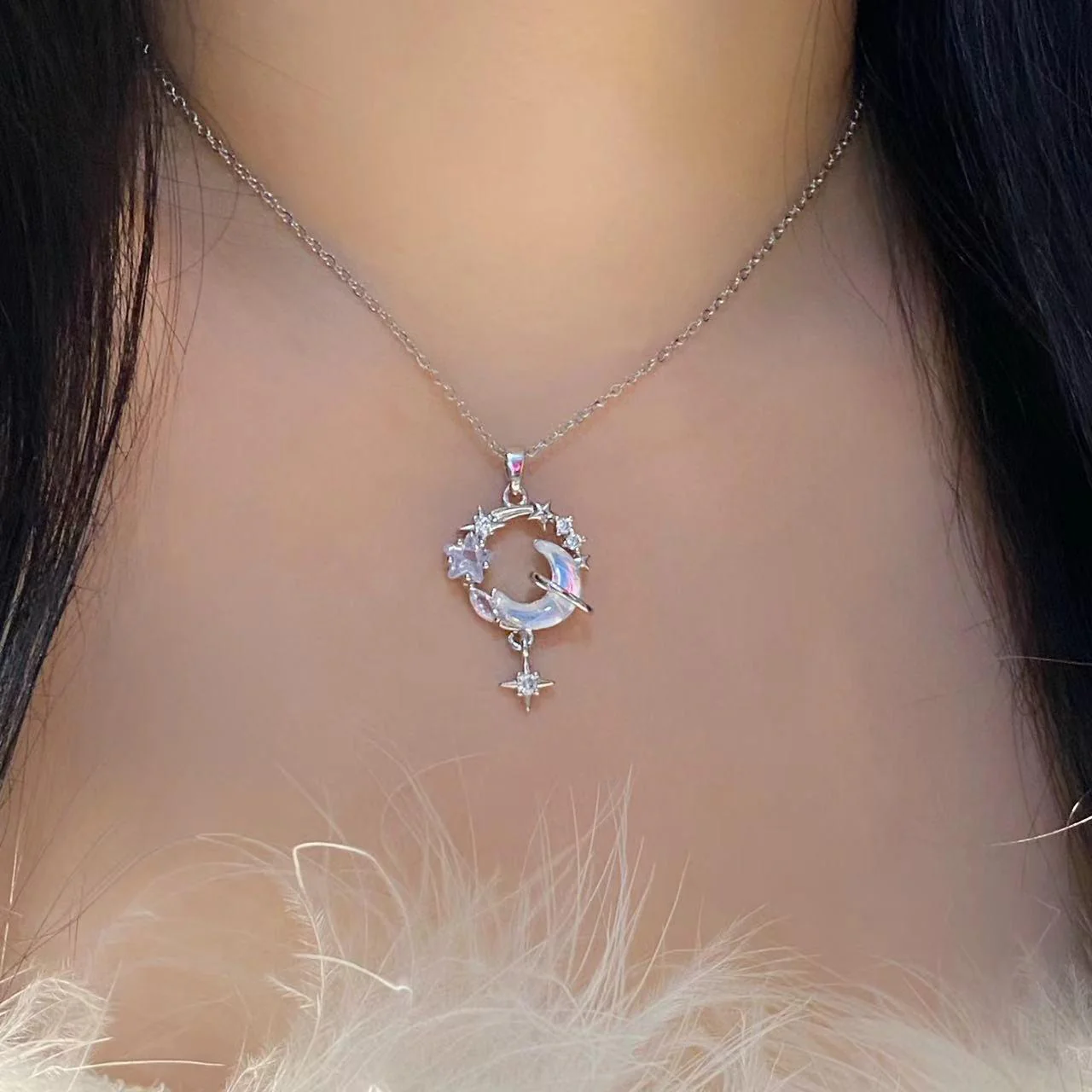 Dreamiest Moon Star Necklace - silver