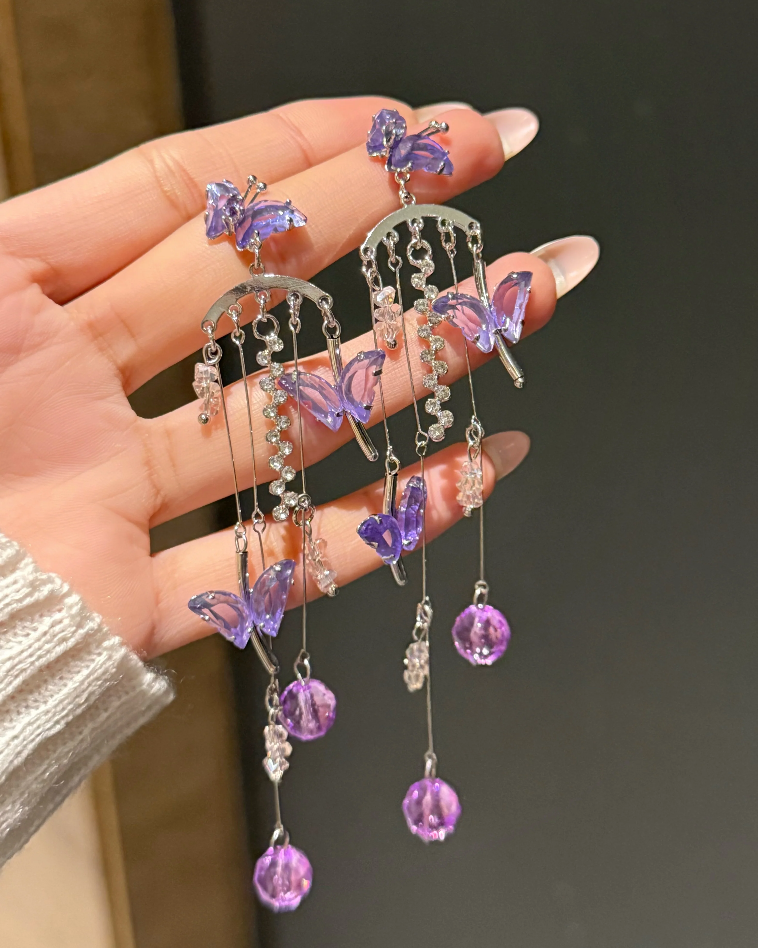 Dreamland Purple Butterfly Earrings - Image 2
