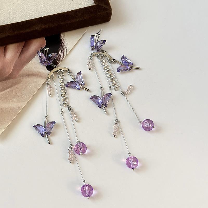 Dreamland Purple Butterfly Earrings - Image 4