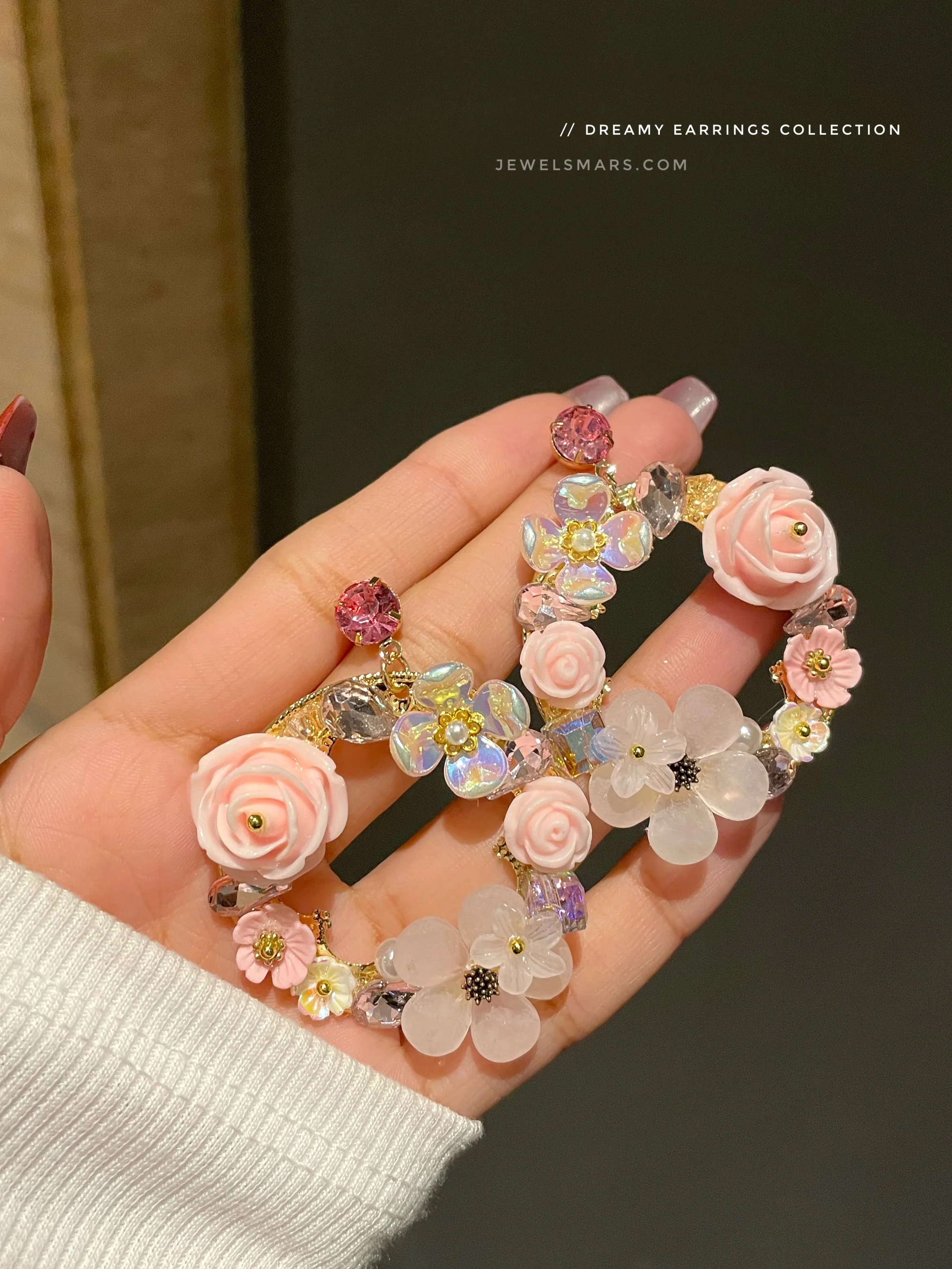 Dreamy Bloom Earrings- pink - Image 2