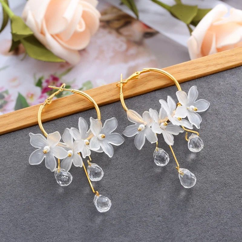 Dreamy Floral Hoop Earrings - Image 3