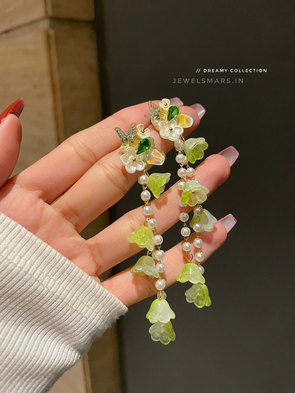 Dreamy Garden Love Earrings- green - Image 2