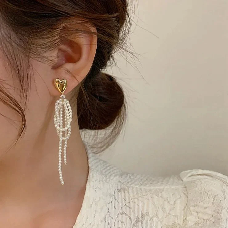 Dreamy Heart Handmade Pearl Earrings