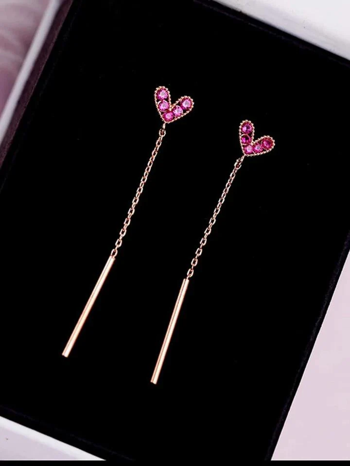 Dreamy Heart Needle Earrings - Image 4