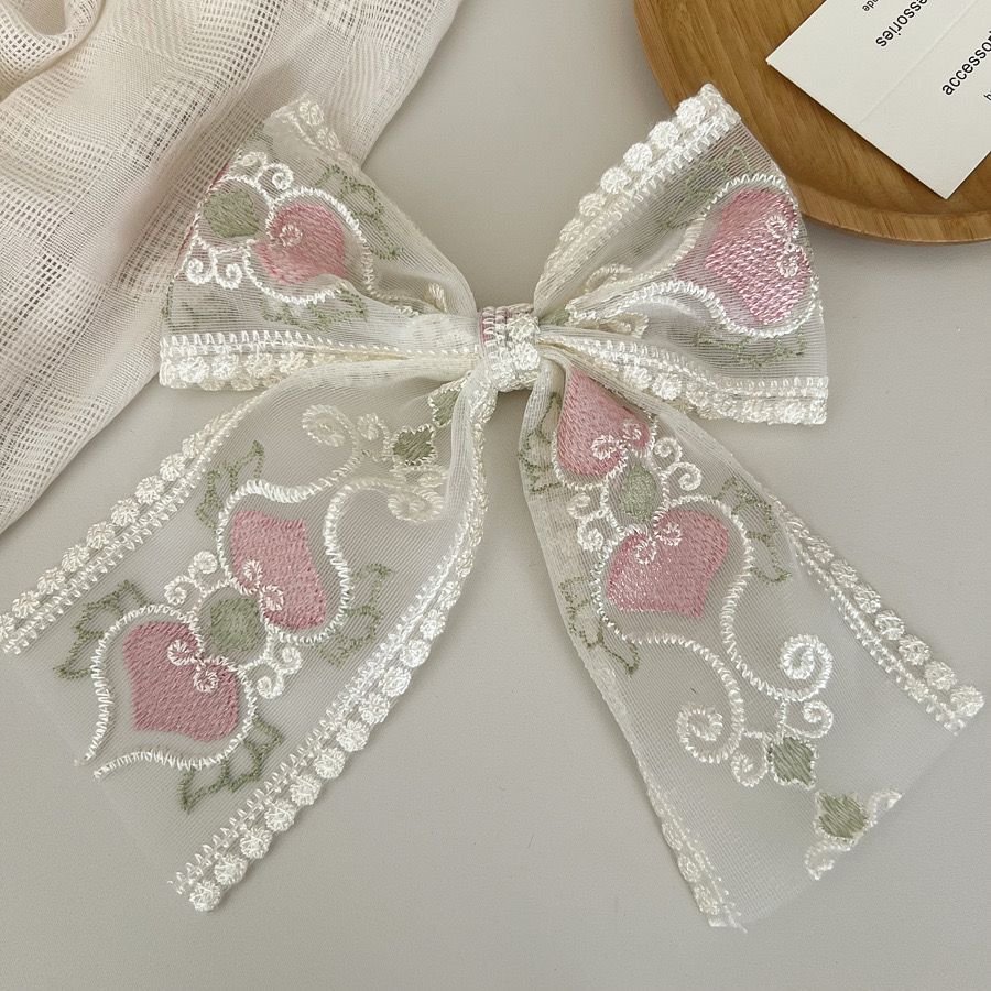 Dreamy Hearts Hair Bow- pink - Image 3