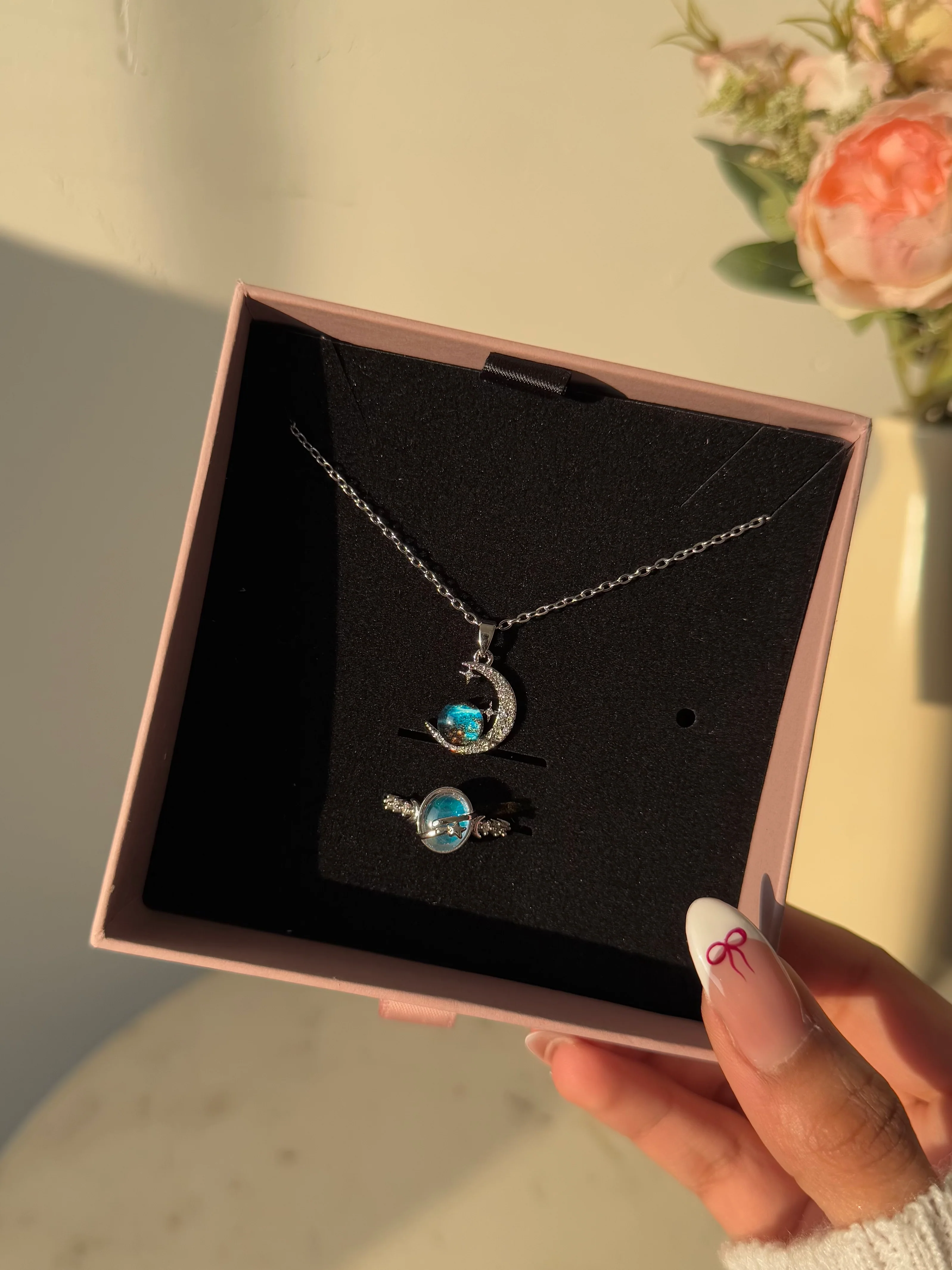 Dreamy Moon Necklace + Ring Gift Box for her - Image 2