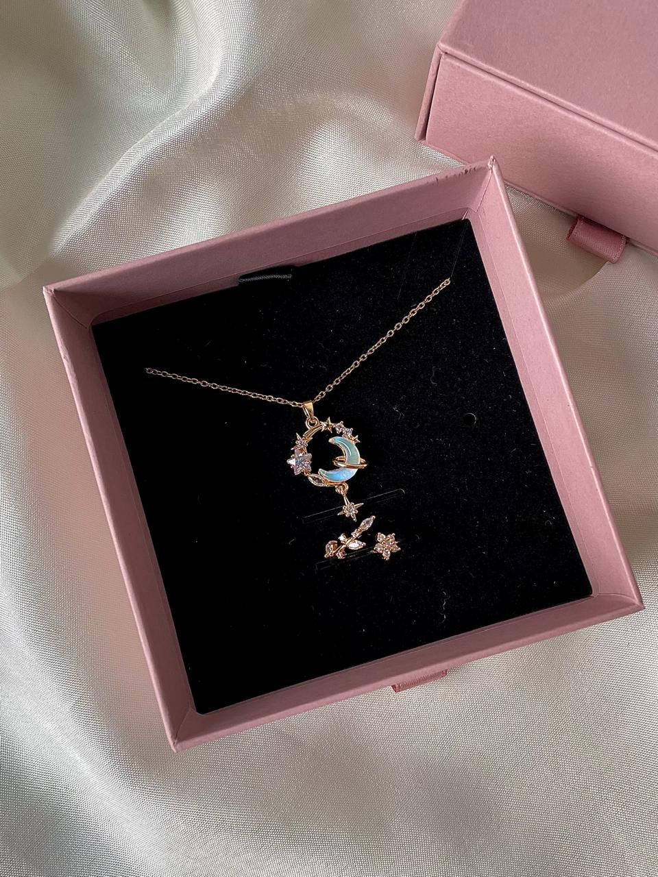Dreamy Moon Necklace with Ring Gift Box - Image 2
