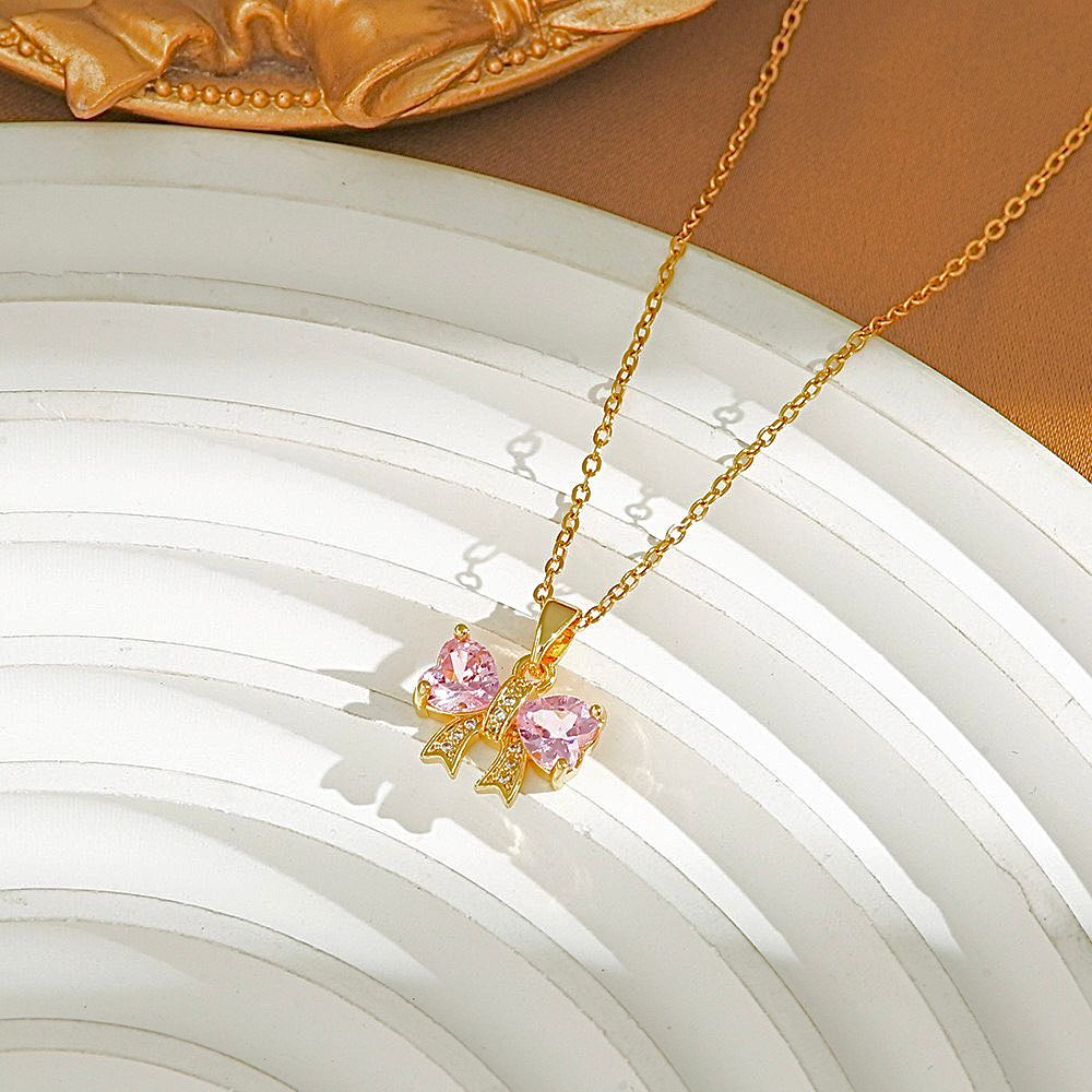 Dreamy Pink Bow Necklace - Image 2