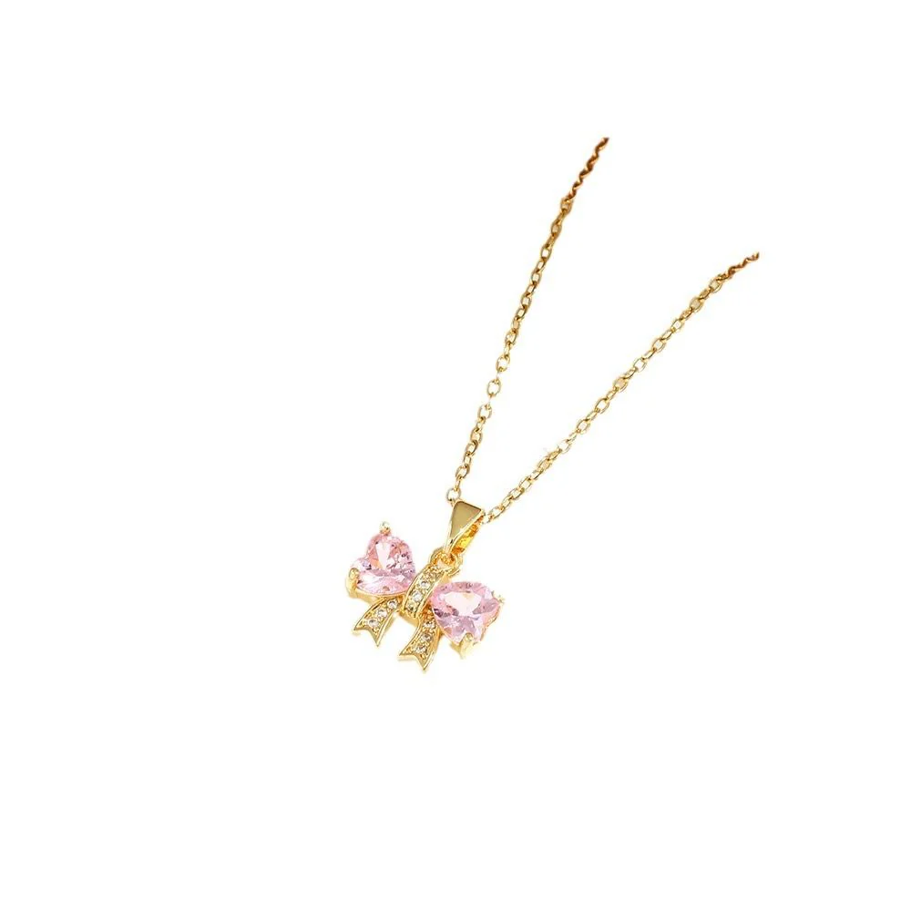 Dreamy Pink Bow Necklace - Image 4