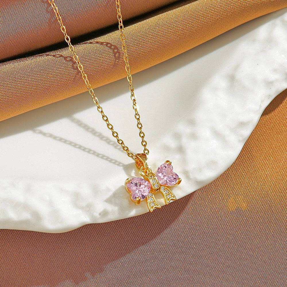 Dreamy Pink Bow Necklace - Image 5