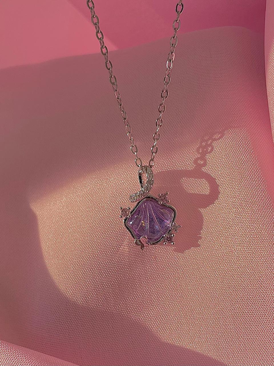 Dreamy Sea Shell Necklace- purple - Image 2