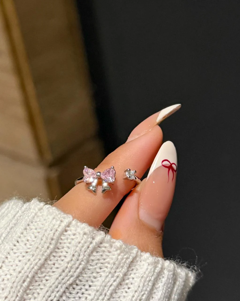 Dressy Bow Ring- pink - Image 3