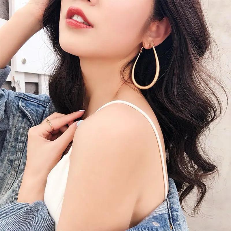 Drop Statement Hoop Earrings - Image 3