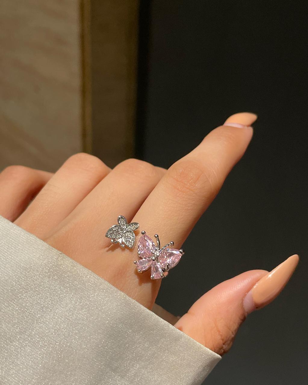 Dual Butterflies Ring-pink - Image 3