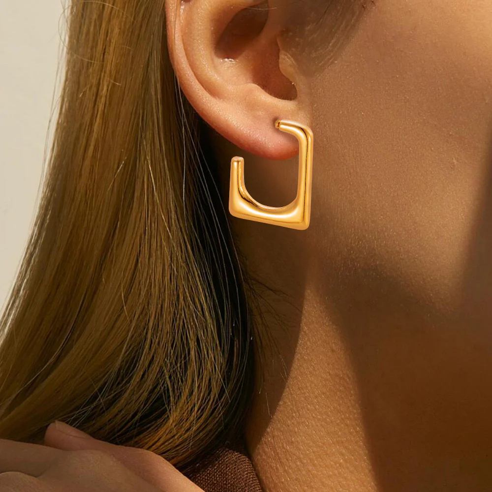 Edge of Elegance Square Earrings - Image 2