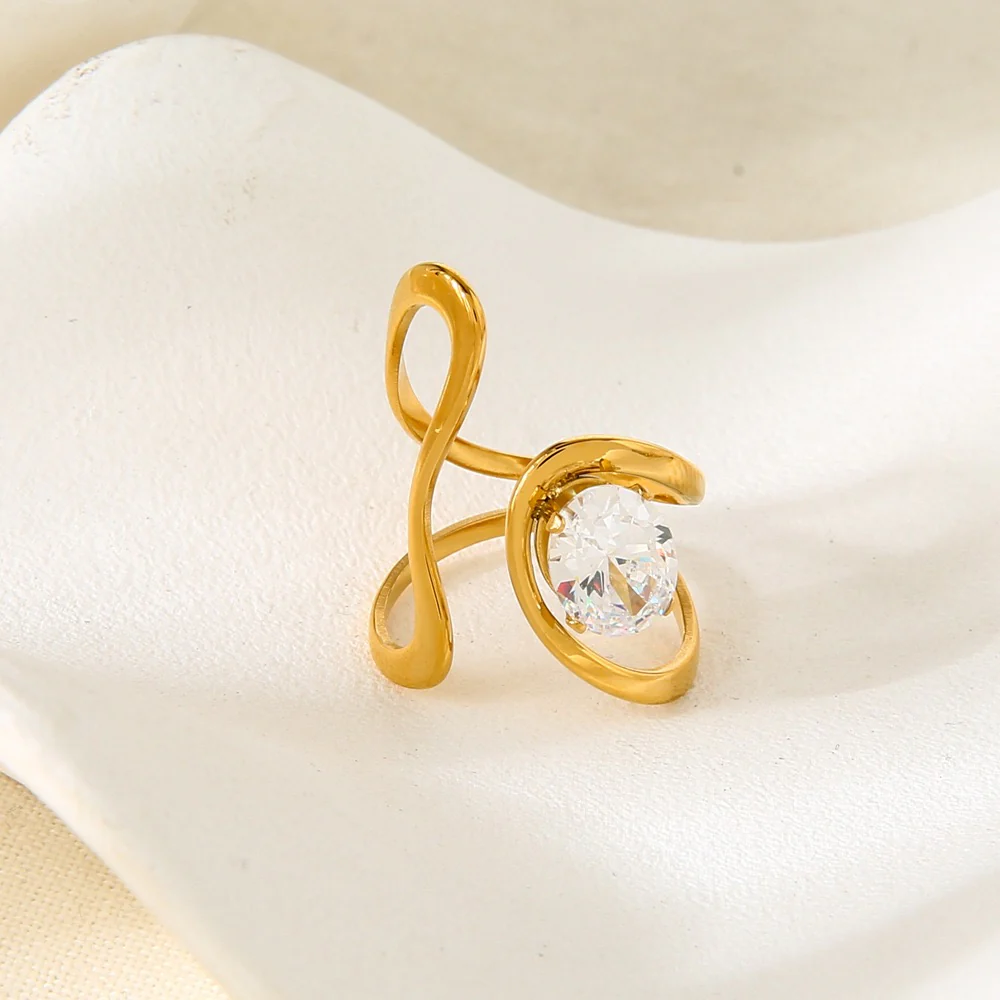 Edgy Abstract Rhinestone Ring - Image 2