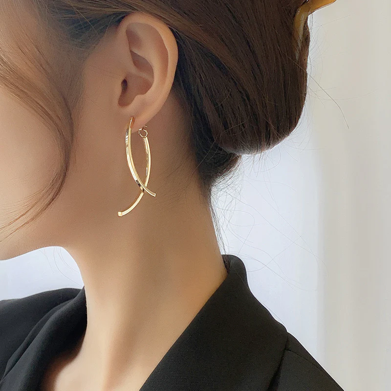 Elise Curved Stick Drop Earrings - Image 3