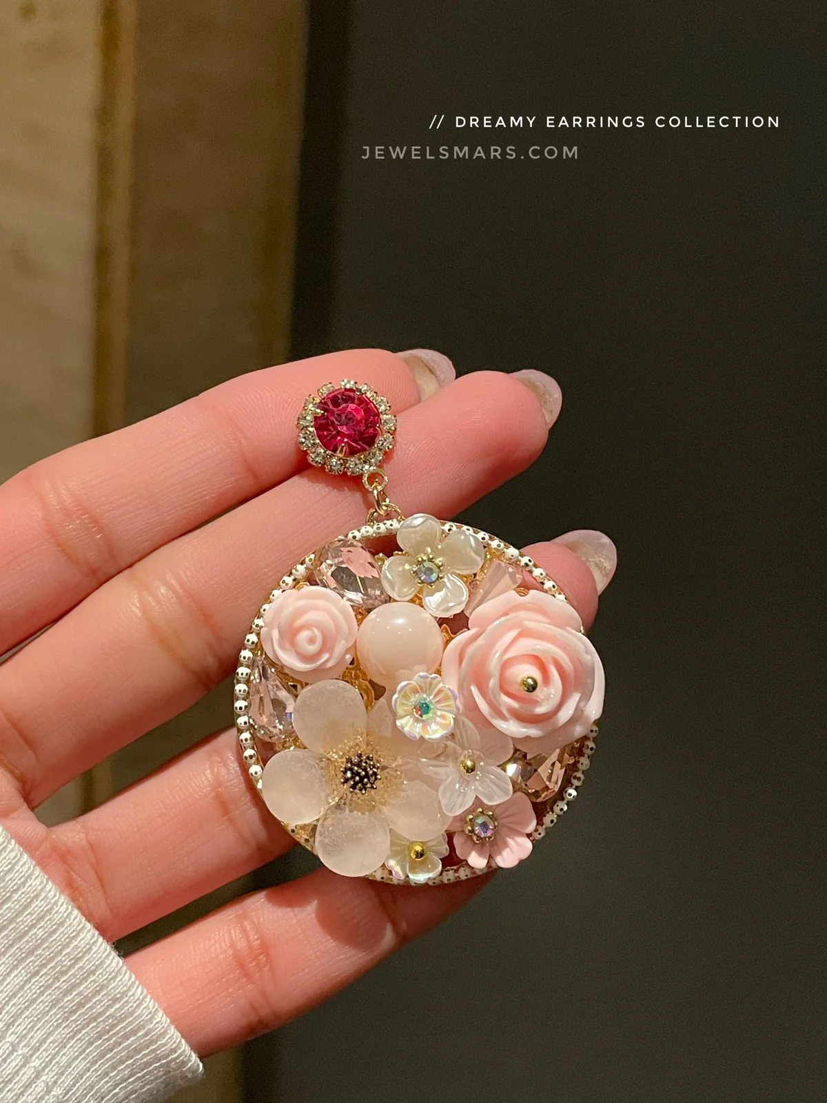 Elsa Dreamy Floral Earrings- pink - Image 2