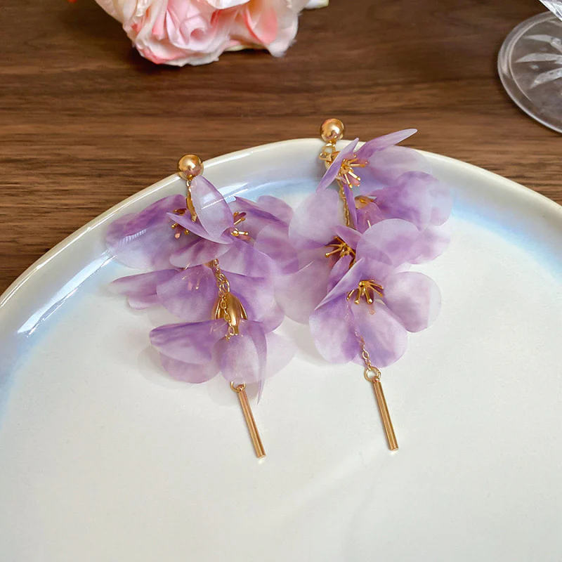 Enchanté Purple Flower Earrings - Image 2