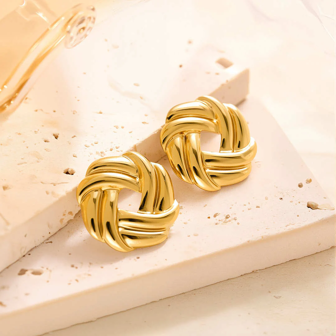 Endless Twists Gold Studs - Image 2