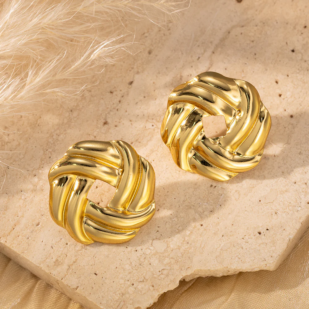 Endless Twists Gold Studs - Image 3
