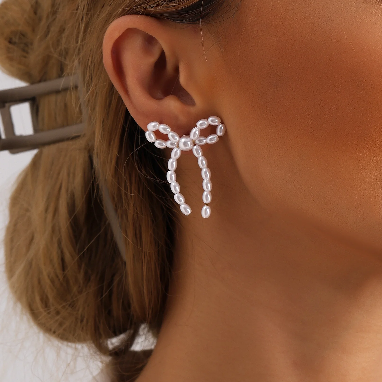Ethereal Pearlette Bow Earrings - Image 3